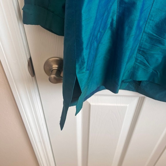 Lord & Taylor Vintage Iridescent Button Down Top 3/4‎ Sleeve Blouse Teal Plus 1X - Picture 7 of 13